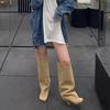 Damenstiefel Runde Spitze Knielang Punk Dünne Hohe Absätze Street Style Wintermode Lange Stiefeletten Damen