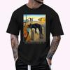 Persistence of Memory Black Cat Melting Clock Art T-Shirt Unisex T-Shirt