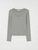 B Muse Mansion U-Neck Ribbed Layered T Shirt Set - Melange Gray