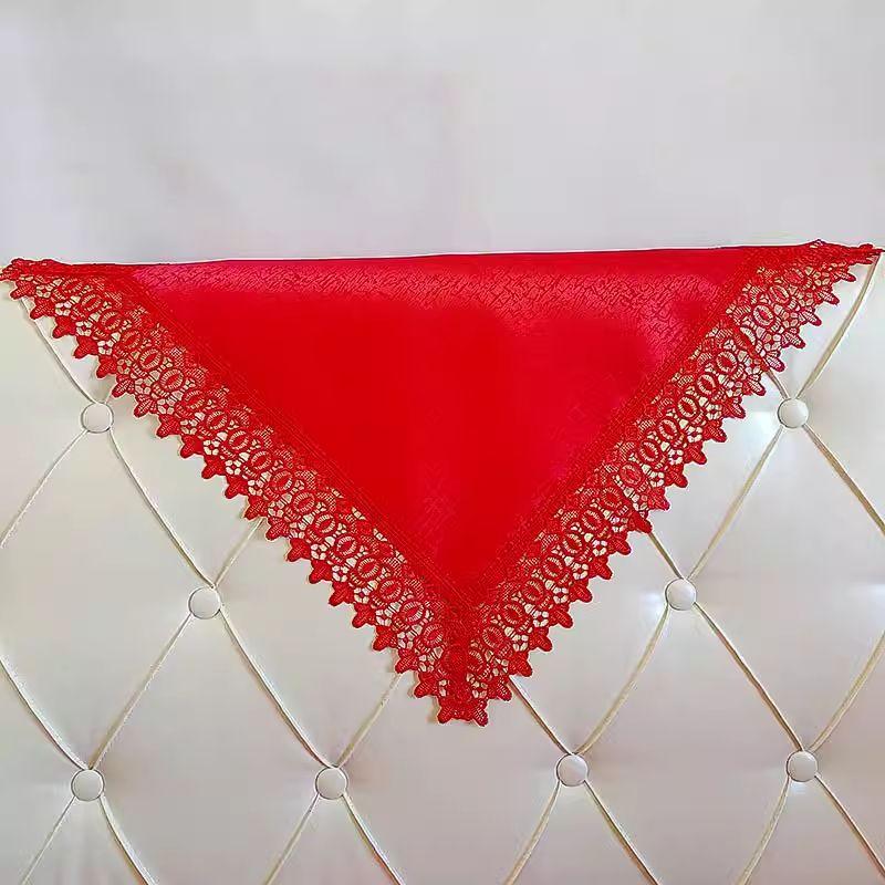

Red Happy Marriage Lace Bedroom Bed Hood Universal Cloth Cover Towel Universal Ugly Cover Dirt-Proof Cover Red lantern Lace bedside cloth square: 58cm