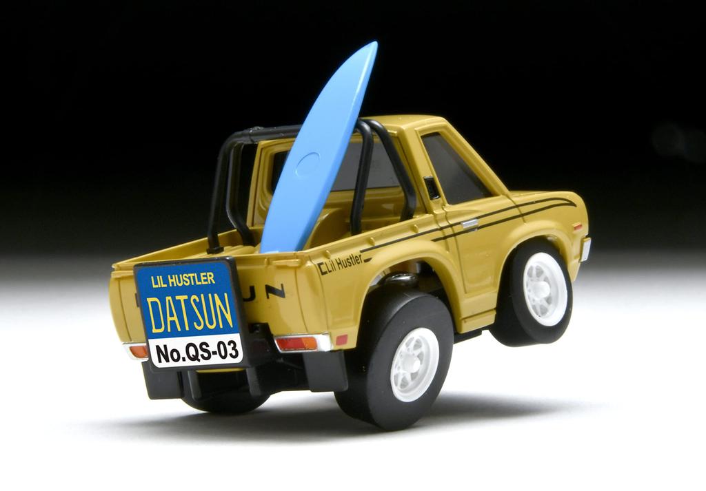 Tomytec Datsun with Completed Choro-Q Q's (Q's) QS-03b Truck, Beige, Surfboard,