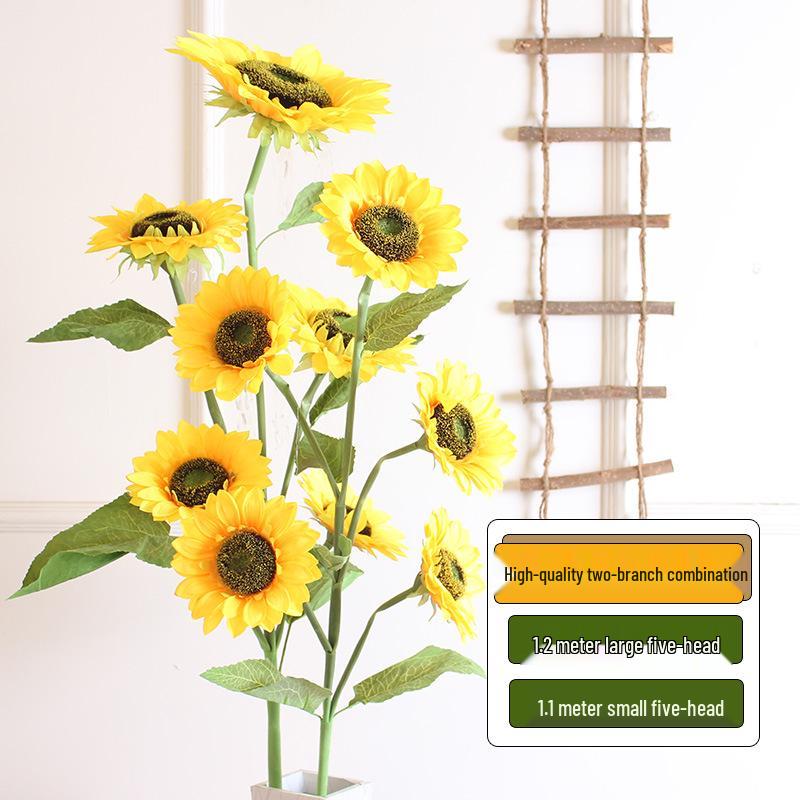 Large High Branch Sunflower Artificial Flower Bouquet for Living Room Decoration