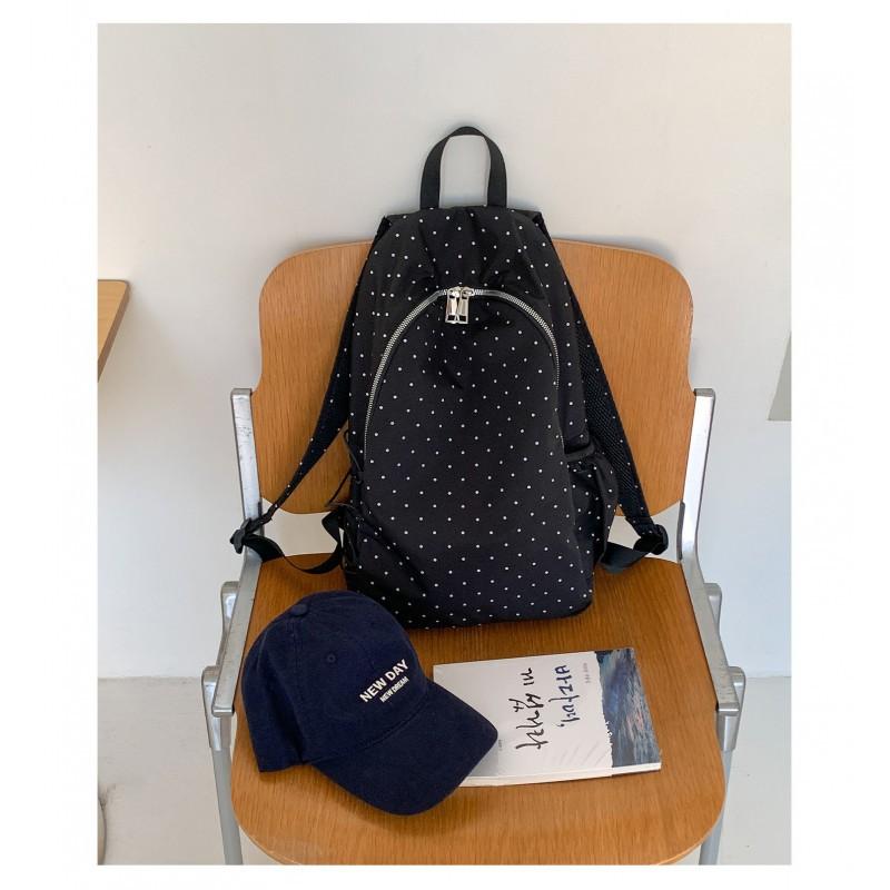 2026 Neuer Koreanischer Stil Preppy All-Match Gepunkteter Rucksack Einfache Schülertasche Leichte Nylon