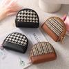Mini Zipper Houndstooth Pattern Wallet Classic Textured Coin Purse For Women Trendy Carry On Pouch