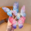2Pcs Butterfly Girls Hairpin Moving New Gradient Hair Clip Three-Dimensional Barrettes Pearl Pet Hair Accessories