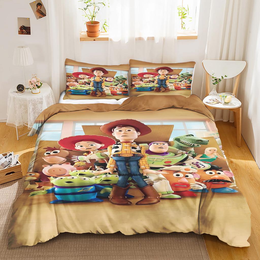 Toy Story Anime Zuhause Schlafzimmer Komfort Nordisches Polyester Material Geeignet für Kinder und Erwachsene 3-teiliges Set