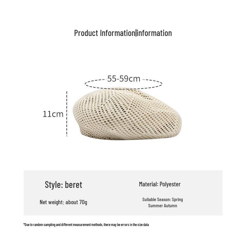 Qin Lan Stil Sommer Stroh Baskenmütze – Atmungsaktiver, Sonnenschutz-Gesichtsbedeckungshut für Frauen, Koreanische Version