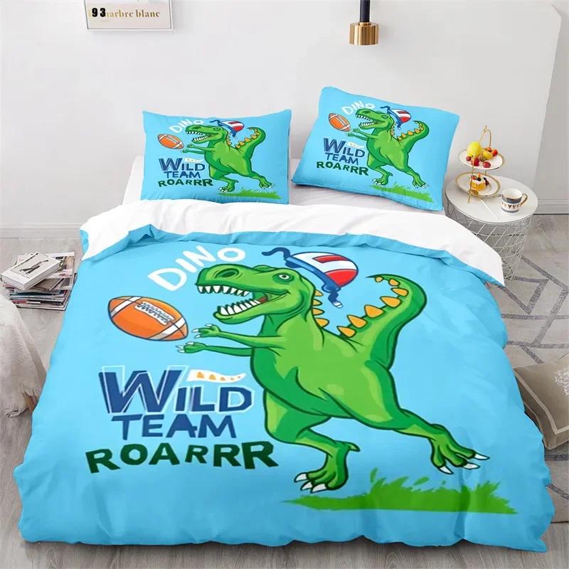 Bettbezug mit Cartoon-Dinosaurier, Mikrofaser, für Kinder, süßes Tier-Bettwäscheset, Jurassic-Serie, Doppelbettbezug für Mädchen, Jungen, Teenager