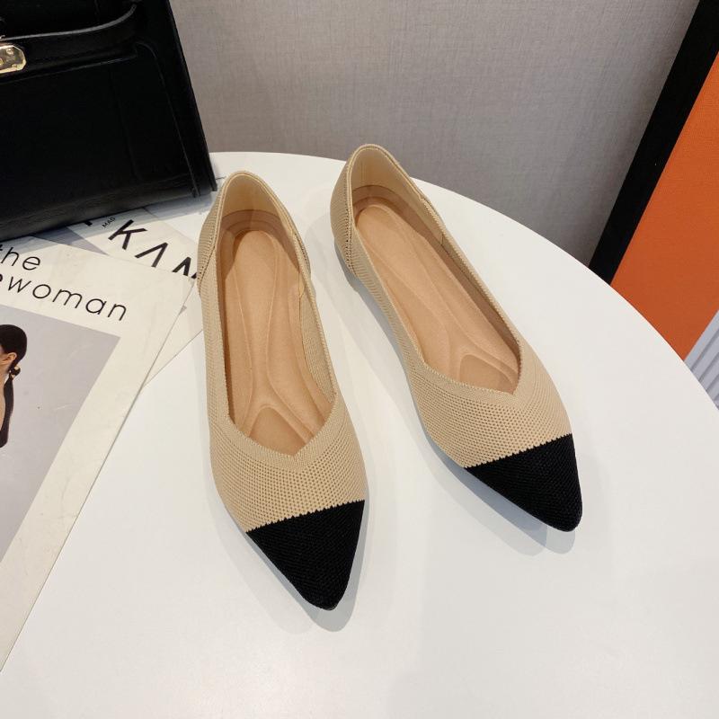 

Тканая обувь весна и осень летящая тканая легкая с открытым мыском на плоской подошве с мягкой подошвой остроносые одинарные туфли женские 40