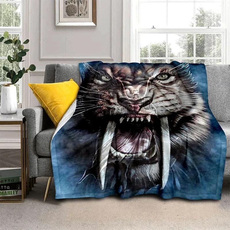 Wildlife Fierce Lion Throw Blankets, Soft Flannel Fleece Blanket Microfiber Cozy Bed Cover for Teen Boys Bedroom African Animal