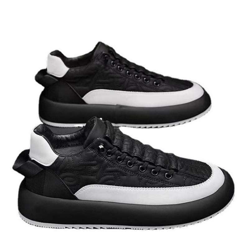 

Весенние корейские модные спортивные повседневные черные кроссовки для мужчин, универсальные кроссовки на толстой подошве 44