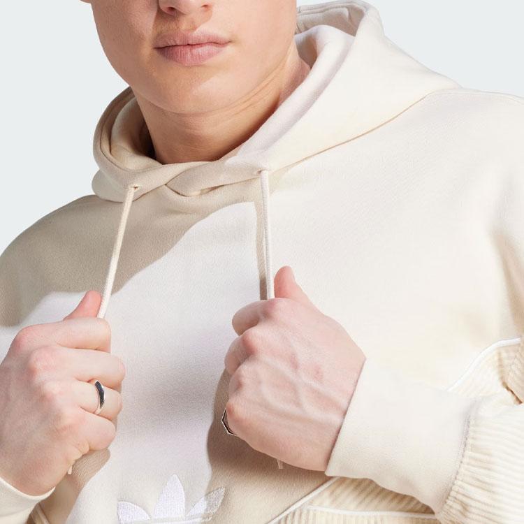 Adidas Originals Adicolor Seasonal Corduroy Hoodie With Embroidered Patchwork Men Hoodie White IM4432