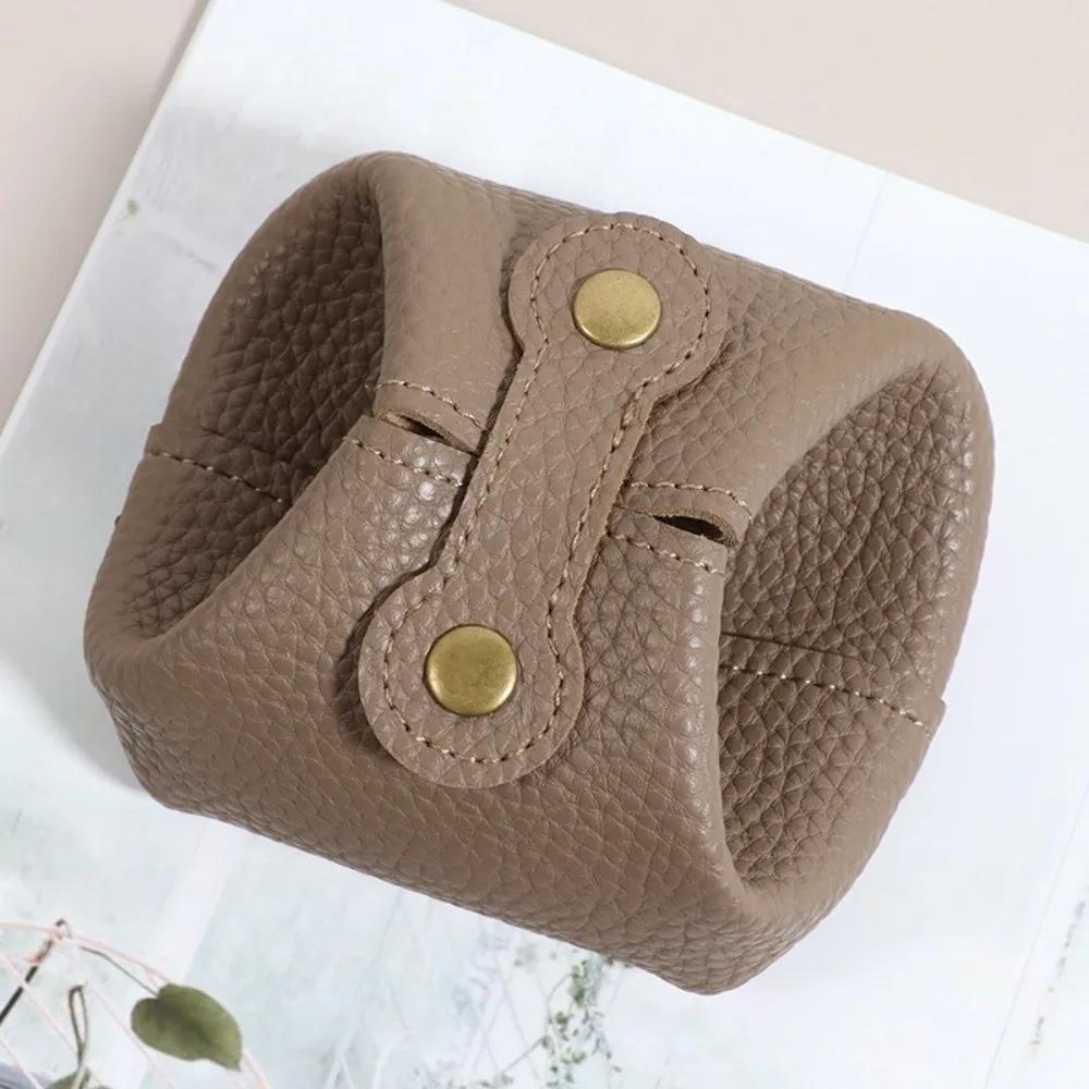 Portable Solid Color PU Leather Coin Purse Small Size Car Key Storage Small Earphone Bag Storage Organizer