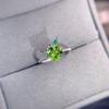 Natural Looking Peridot Open Ring with Heart Apple Design Trendy Women Accessories
