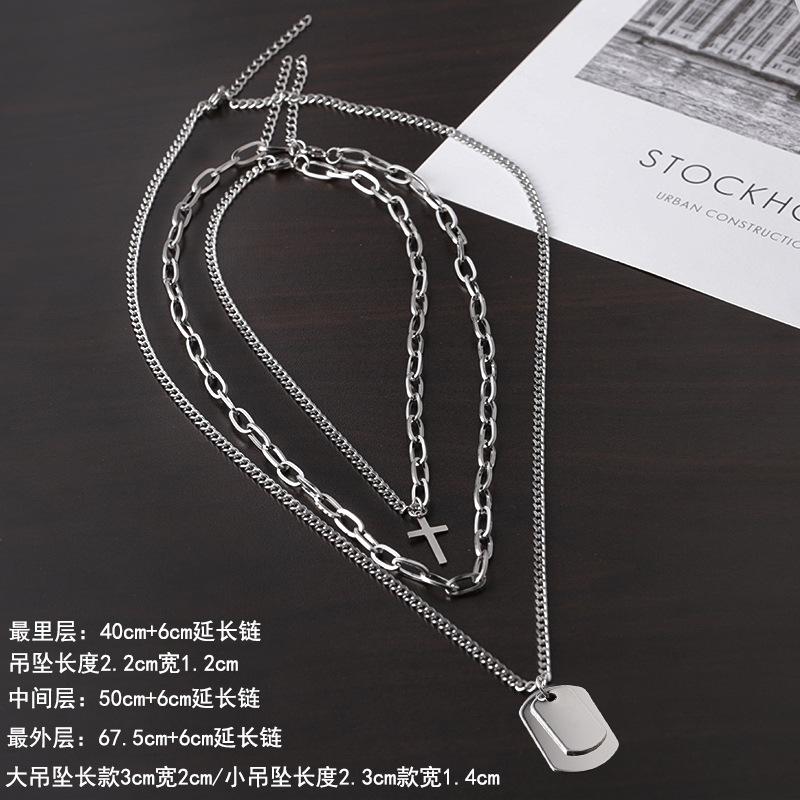 Necklace Men'S Tide Hip Hop Cross Army Brand Multi-Layer Pendant Dancing Diablo Pendant Couple Student Punk
