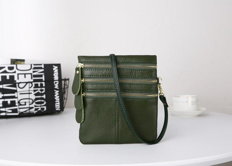 Women's Versatile Genuine Leather Crossbody Coin Purse & Shoulder Bag with Four-Layer Zipper Pockets for 5.5-inch Phones