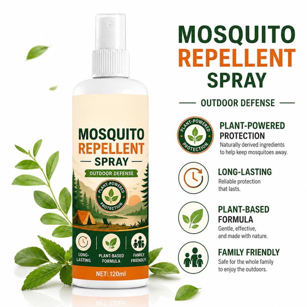 Mosquito Repellent Spray 120ml Plant-Based Formula Long-Lasting Outdoor Defense Insect Protection Family Friendly Insect Repellent