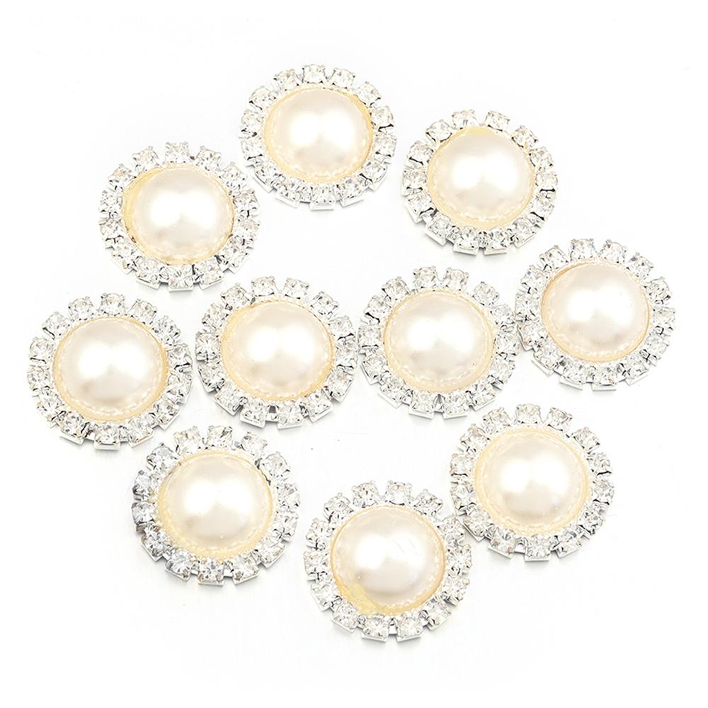 10pcs Rhinestone Imitation Pearl Flower Disc Shiny Half Round Loose Beads For DIY Crafts Clothing Sewing Jewelry Making Supplies