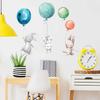 Wall Decor Colorful Balloon Rabbits Bedroom Wall Stickers Kids Room Grey Bunny Wall Stickers for Children Nursery Decal Decor