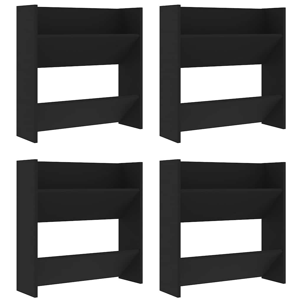 Wall Mounted Shoe Cabinets (Set of 4) Black 60 x 18 x 60 cm Particleboard