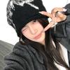 Double inin versatile butterfly knitted cold hat women's winter warm face small headhat