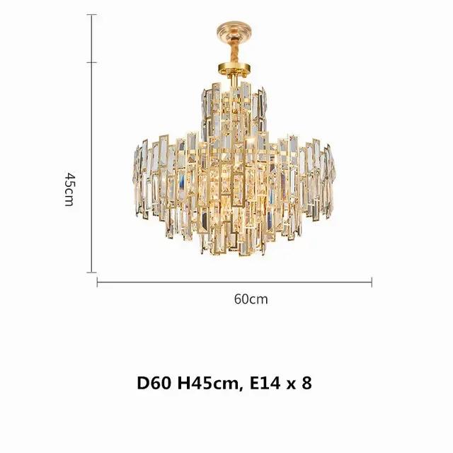 Postmodern Golden Crystal Chandelier Lighting Stainless Steel Lustre Pandent Lamp For Villa Dining Living Bedroom Deco Hanging
