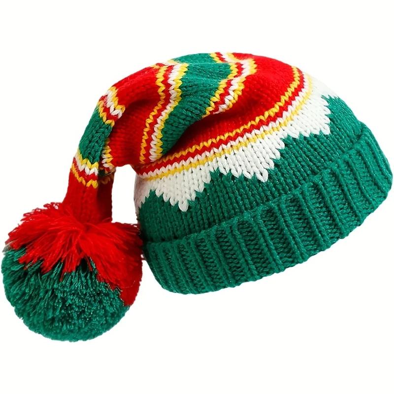 

Christmas Party Hat - Red White Green Striped,Lightweight Warm Unisex Winter for Xmas,New Year s,&Holiday Costumes (No Feathers)