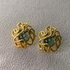 European and American exaggerated heavy industry metal gold geometric flower earrings advanced sense retro cold wind medieval hollow earrings