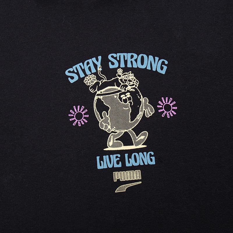 Puma Oversized Graphic Hoodie With Drawstring Women Tops Black 537633-51