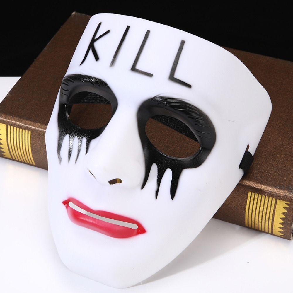 Cyberpunk White Makeup Halloween Mask Full Face Hand-painted Hip Hop Mask Scary Cosplay Mask Anime Cosplay