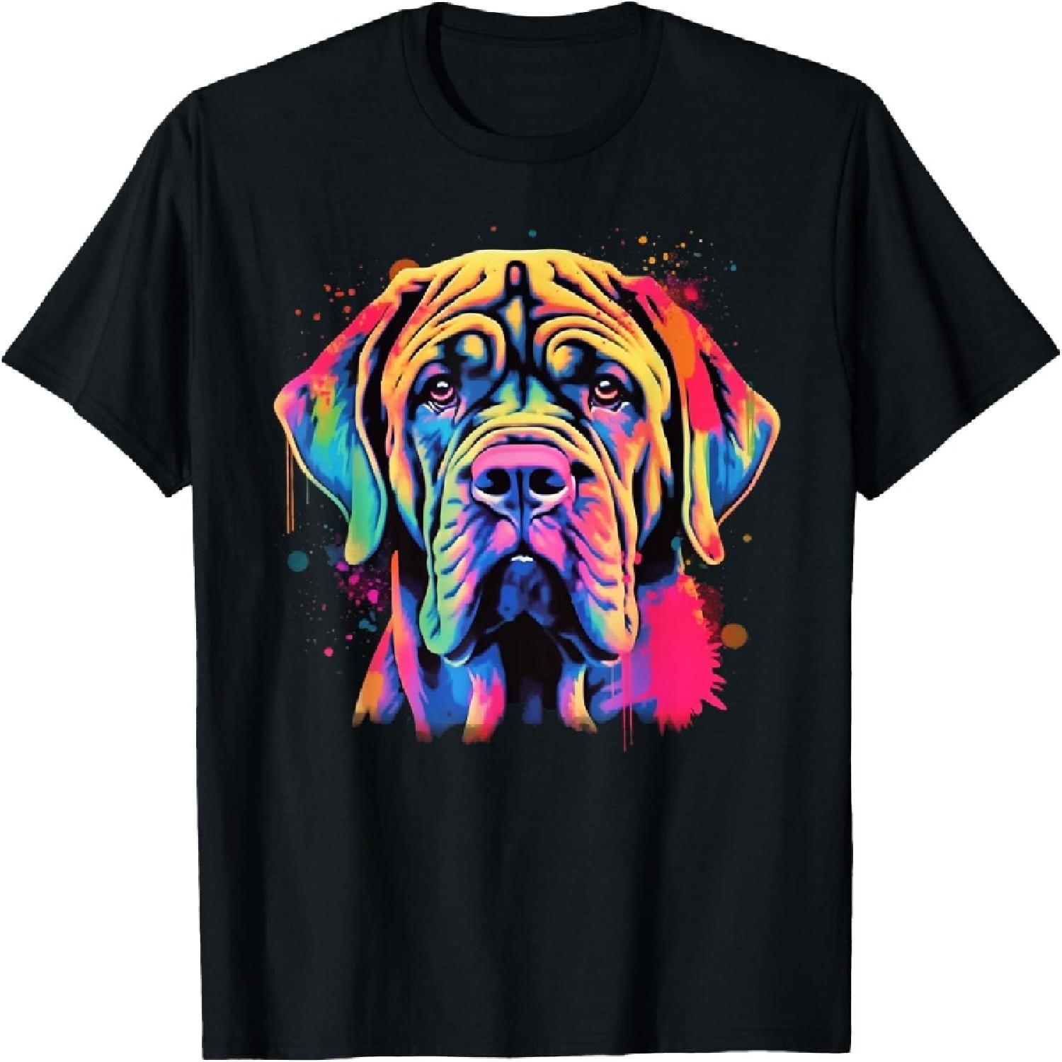 Colorful Pop Art English Mastiff Lover Portrait T-Shirt S