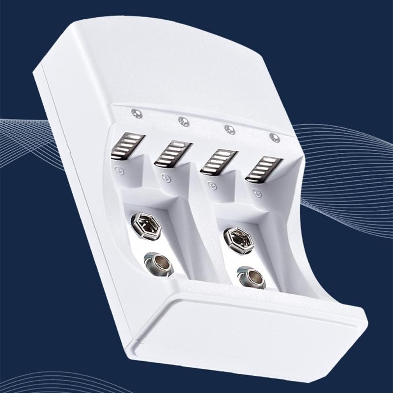 Batterieladegerät 4 Schächte Wand mit LED-Licht für 9V wiederaufladbare Batterie 1,2V LR06/LR03 wiederaufladbare Batterie