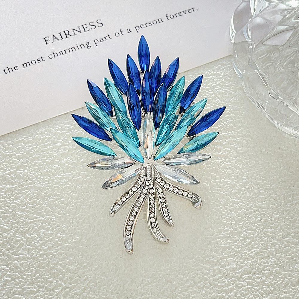 Ähren-Brosche Elegante Blaue Zauberin Kristall-Brosche Kleid Befestigte Korsage Zubehör