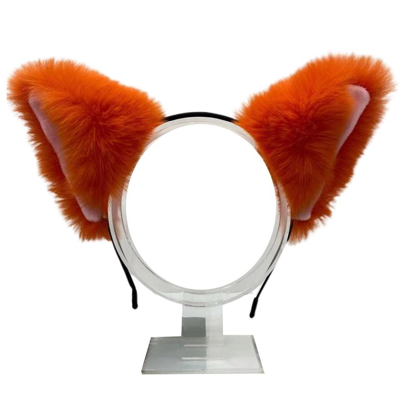 Unisex Cartoon Hoofdband voor Kattenoren Vormige Haarhoepel Pluche Feest Hoofddeksel Haarband Feest Cosplay Kostuum Accessoires oranje