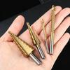 Efficient Premium Titanium Step Drill Bit Set Gold Multi-Size Titanium Step Drill Core Hole Opener Milling Operations
