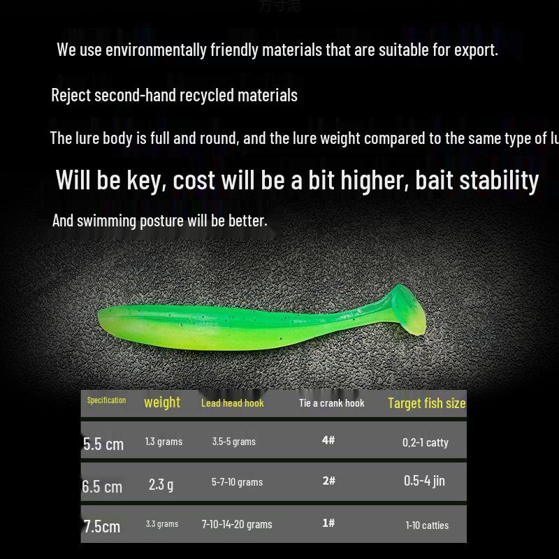 Sada měkkých nástrah s olověnými hlavičkovými háčky s kadeřavým ocáskem pro daleké hody při lovu okounů