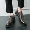 FashionLeather Men Dress Shoes Outdoor Formal Office Business Wedding Dress Shoes Fashion Crocodile Patterned Lace-Up Men Oxfords Shoes