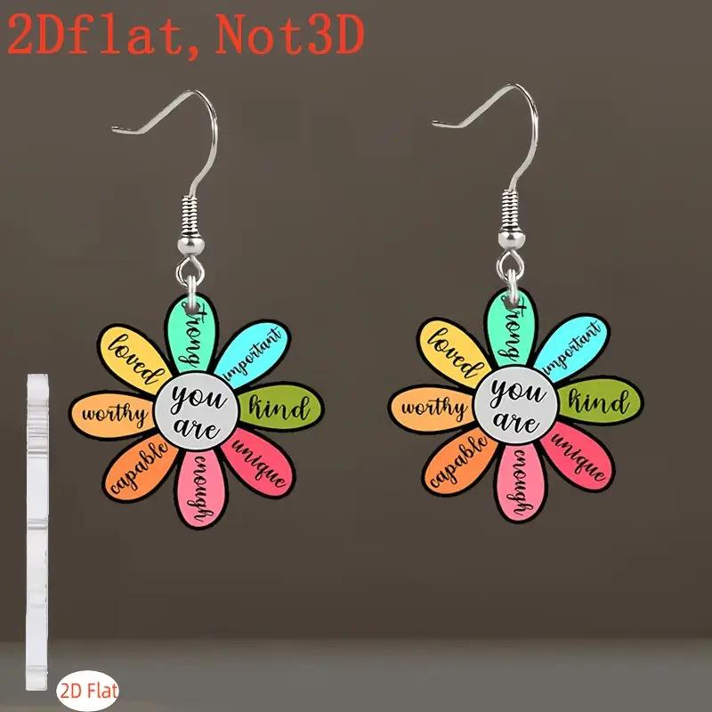 Cross-border new colorful flower pendant earrings, bohemian flat acrylic creative multi-colored flower earrings