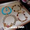 Ancient Silk Enamel Butterfly Drop Glaze Bracelet, New Chinese Style, White Asai Crystal Entanglement Bracelet, Tiger Eye
