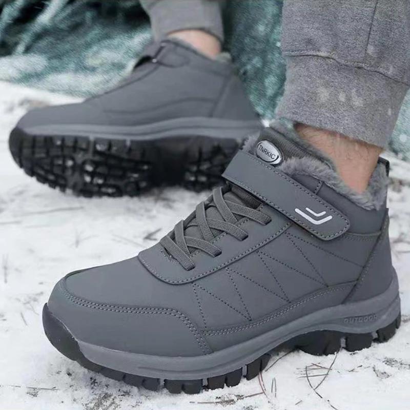 Snow Boots for Men Winter Casual Platform Non-slip Shoes Warm Fur Ankle Boots Plush Combat Outdoor Hiking Motorcycle Boots