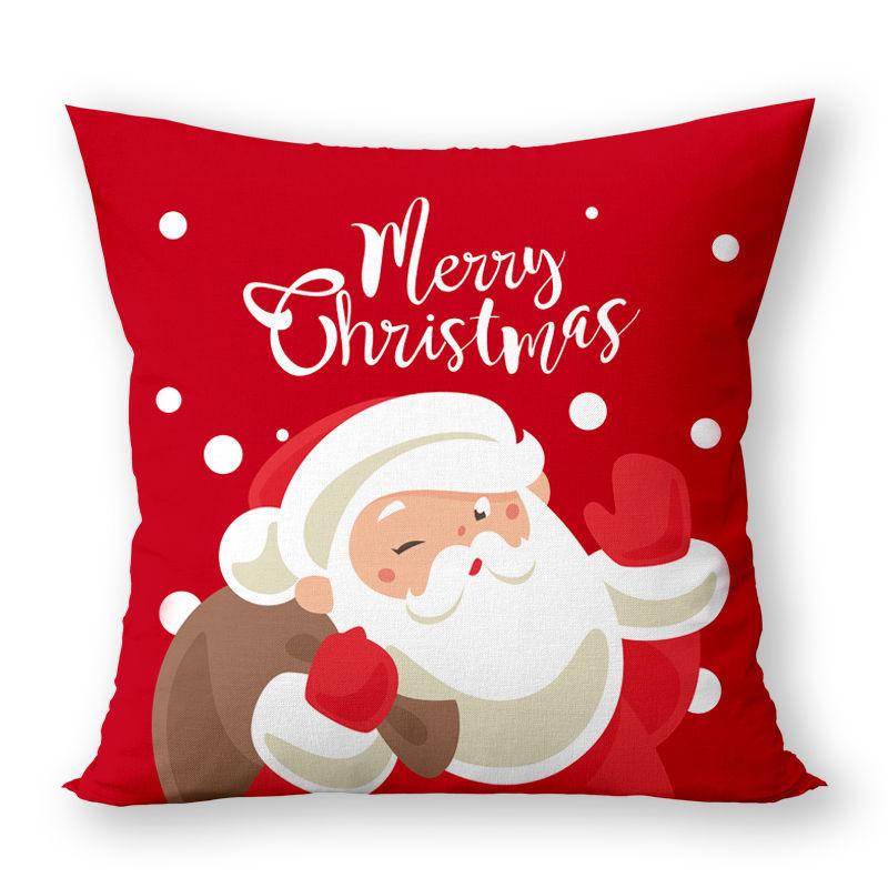 Christmas Pillow Super Soft Printed Christmas Santa Claus Cushion Festive Square Waist Pillow Case