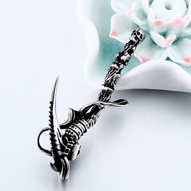 

BEIER 2023 Updated Design 316L Stainless Steel Skull Devil Skull Knife Pendant The Grim Reaper Men S Pendant Cool Biker Jewelry