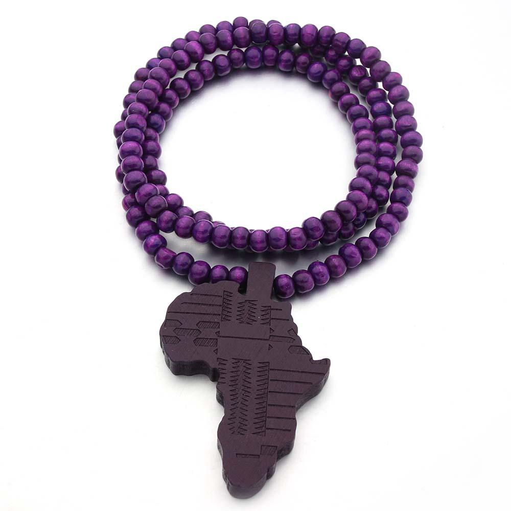 Arrival Africa Map Necklace For Men And Women Wooden Pendant Bead String Necklace Hip Hop Jewelry