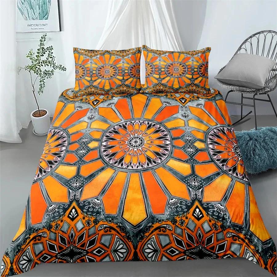 Mandala Sada povlečení Bohémské ložní prádlo Modrá Růžová Elegantní Bohémský Romantický King Polyesterový Povlak na přikrývku Povlak na přikrývku Povlak na polštář