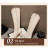 Women's White Non-Slip High-Top V-Cut Knight Boots - Pointed Toe, High Heel, Autumn/Winter 2025