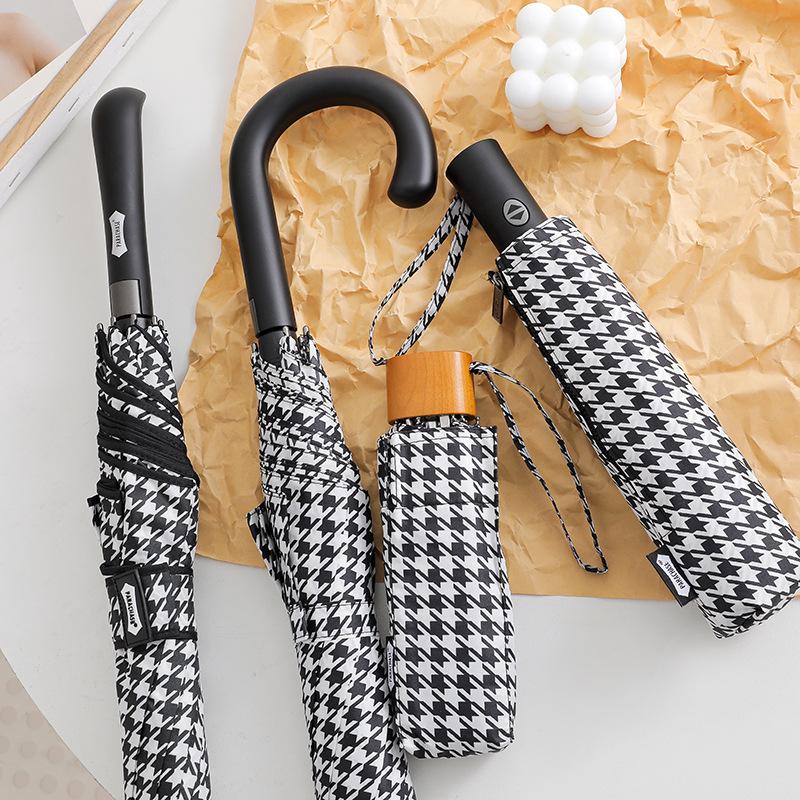 PARACHASE Větruodolný lehký deštník s kohoutí stopou - Dlouhá rukojeť, korejský styl, ochrana proti slunci a dešti, skládací design.