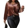Autumn New Casual Retro Style Coat, Velvet Loose Lapel Solid Color Plus-size Shirt for Women
