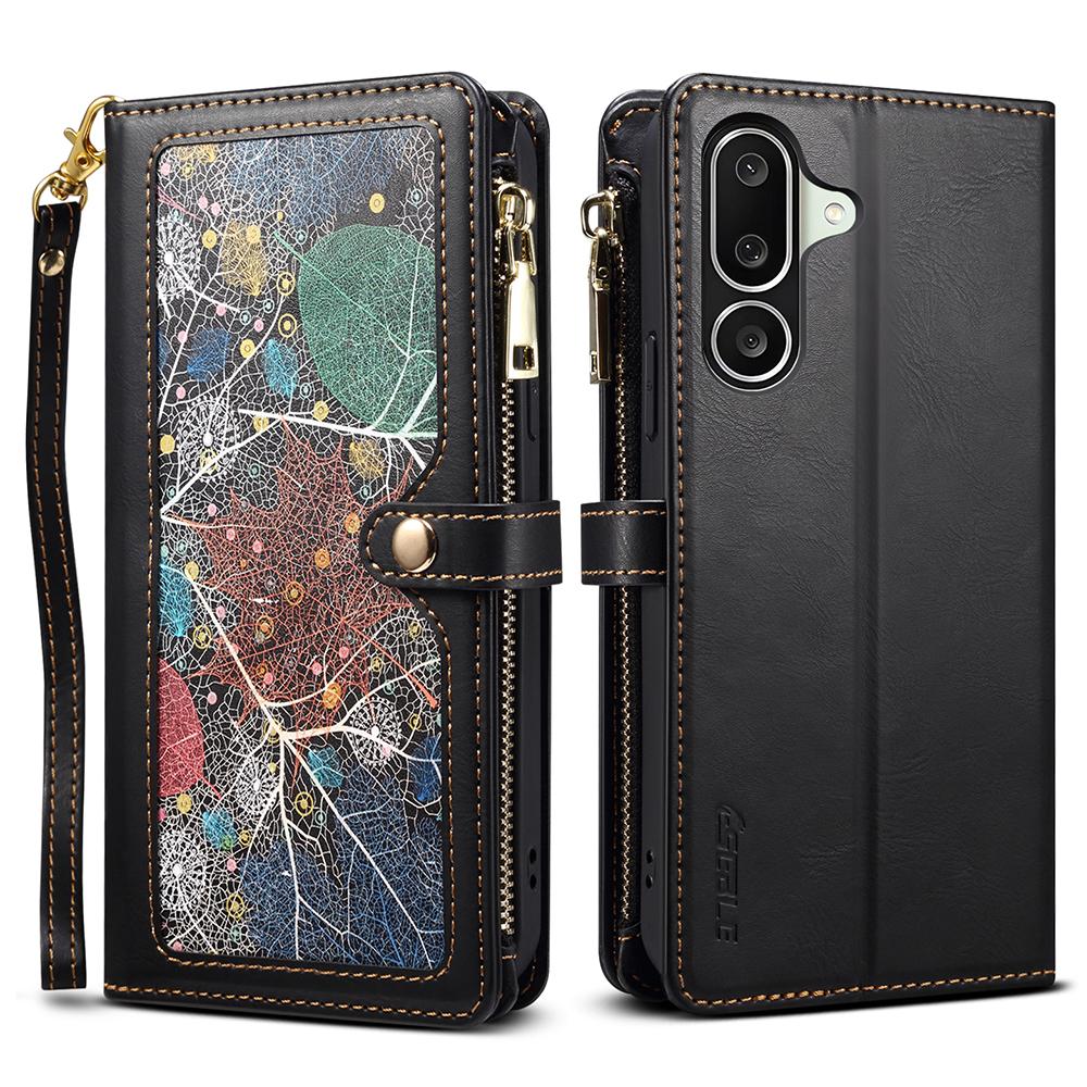 

ESEBLE Galaxy Series For Samsung Galaxy M56 5G Case Leather Zipper Phone Cover RFID Blocking Black