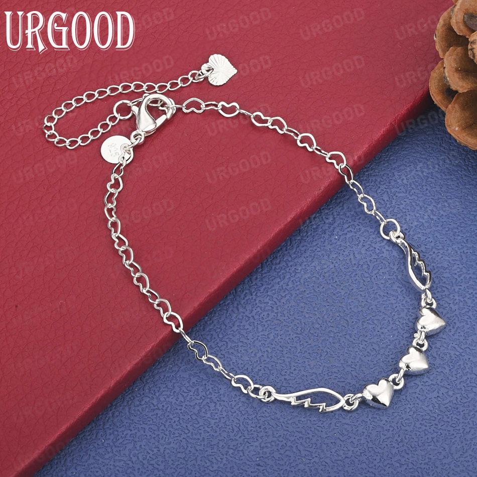 925 Sterling Silver Heart-shaped Bracelet Fashion Wedding Jewelry