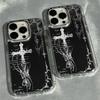 Mørk Kunst Kryssramme Mykt Telefondeksel for IPhone 17 16 Pro Max 15 14 13 12 11 XS X XR 7 8 Plus 16e SE2 Air Støtsikkert Deksel